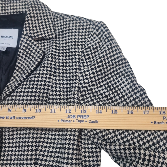 Moschino Houndstooth White & Black Wool Blend Blazer - Picture 9 of 11